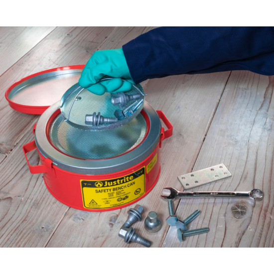 Recipient Safety Bench 1007 cu capac pentru solvent, rosu, 12.4x14cm, 1L