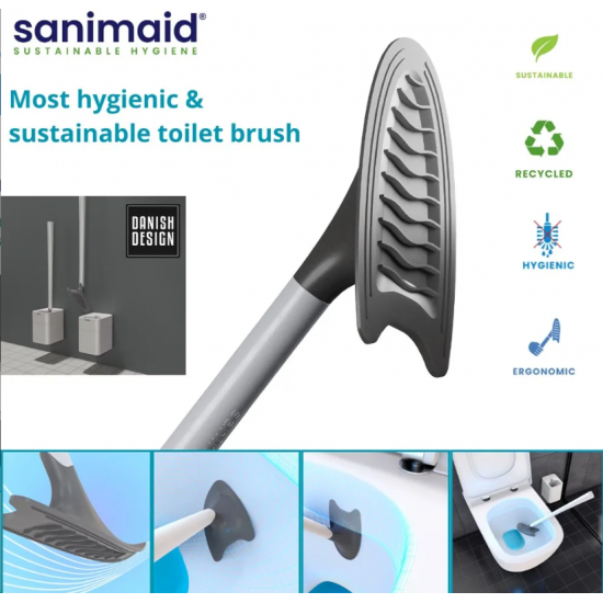 Perie Wc cu Suport STOKHOLM Negru Sanimaid 