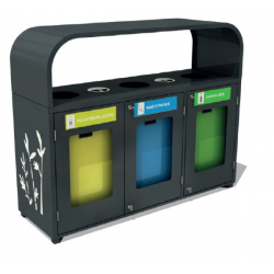 Set 3 cosuri gunoi colectare selectiva, Plexiglas, 100 L/ Recipient Set 3 cosuri gunoi colectare selectiva, Plexiglas, 100 L/ Recipient