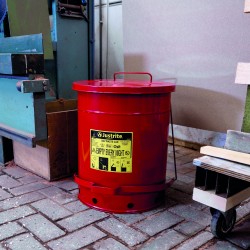 Cutie rosie de deșeuri uleioase inflamabile, cu pedala, 900 Justrite