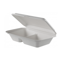 Caserole patrate BIO mici cu capac din trestie de zahar 3 compartimente, 50 buc/set