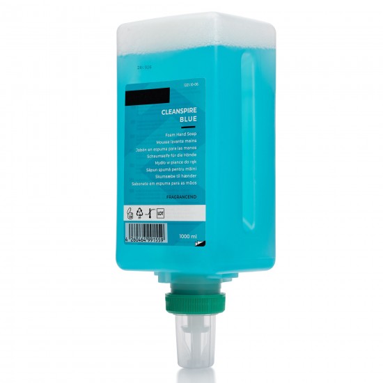 Sapun spuma pentru maini SVEMA CLEANSPIRE BLUE, cu parfum, cu culoare, 1000 ml, rezerva pentru dozator manual DENALI M Sapun spuma pentru maini SVEMA CLEANSPIRE BLUE, cu parfum, cu culoare, 1000 ml, rezerva pentru dozator manual DENALI M