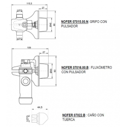 Kit robinet antivandalism pentru modele compacte 13123 și 13124 – alamă cromată și inox, NOFER 