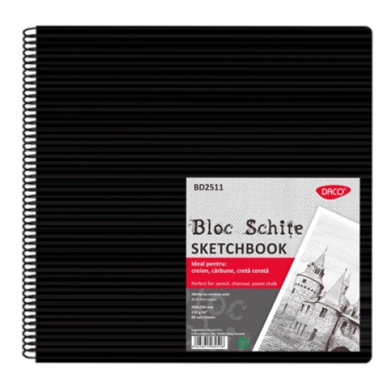 Bloc 25x25 schite 110g 80 file hartie neagra daco bd2511 Bloc 25x25 schite 110g 80 file hartie neagra daco bd2511