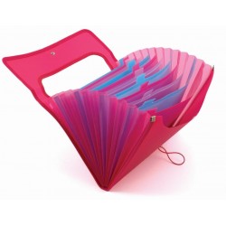 Dosar Strigo Plastic Extensibil A4 12 Compartimente Roz, cu elastic