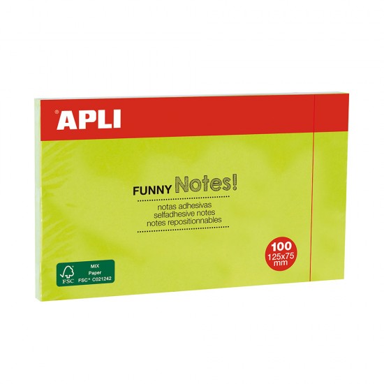 Notite adezive, Apli, 125 x 75 mm, verde, 100 file/set Notite adezive, Apli, 125 x 75 mm, verde, 100 file/set