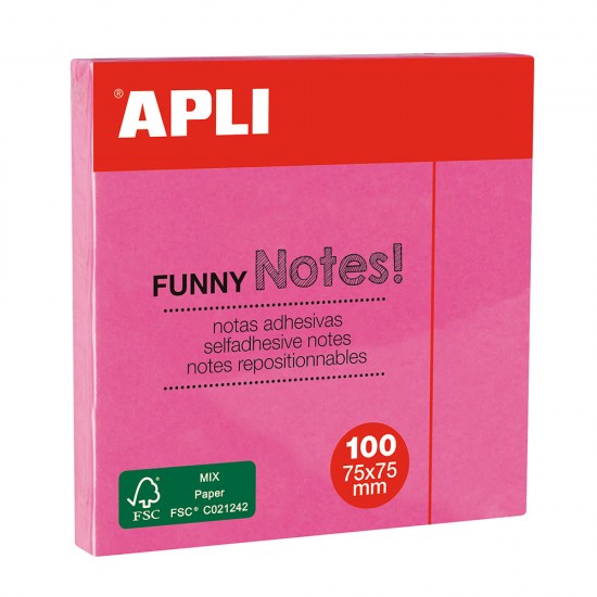 Notite adezive, Apli, 75 x 75 mm, roz, 100 file Notite adezive, Apli, 75 x 75 mm, roz, 100 file