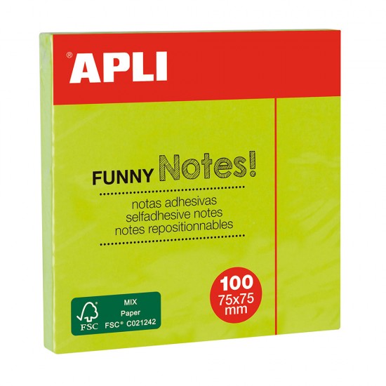 Notite adezive, Apli, 75 x 75 mm, verde, 100 file Notite adezive, Apli, 75 x 75 mm, verde, 100 file