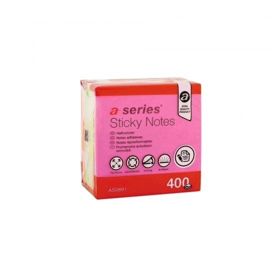 Notite adezive, A-Series, 75 x 75 mm, 400 file, 4 culori Notite adezive, A-Series, 75 x 75 mm, 400 file, 4 culori