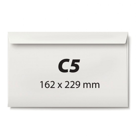 Plic C5, 162 x 229 mm, alb cu banda silicon, 80 g/mp, 25 bucati/set Plic C5, 162 x 229 mm, alb cu banda silicon, 80 g/mp, 25 bucati/set