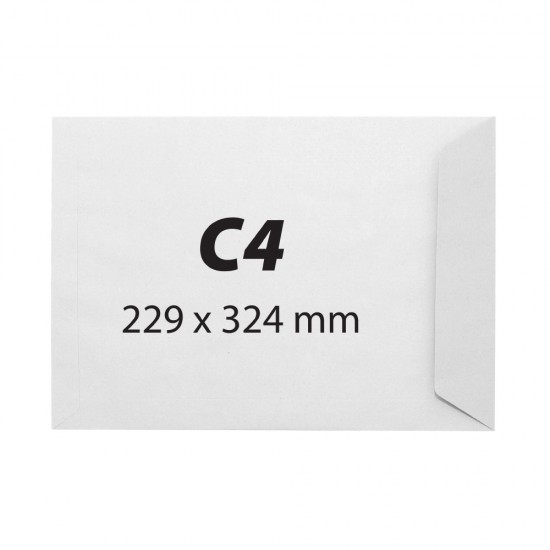 Plic C4, 229 x 324 mm, alb, gumat, 90 g/mp, 250 bucati/cutie Plic C4, 229 x 324 mm, alb, gumat, 90 g/mp, 250 bucati/cutie