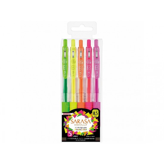 Pix cu gel Sarasa Neon 5 culori/set Zebra