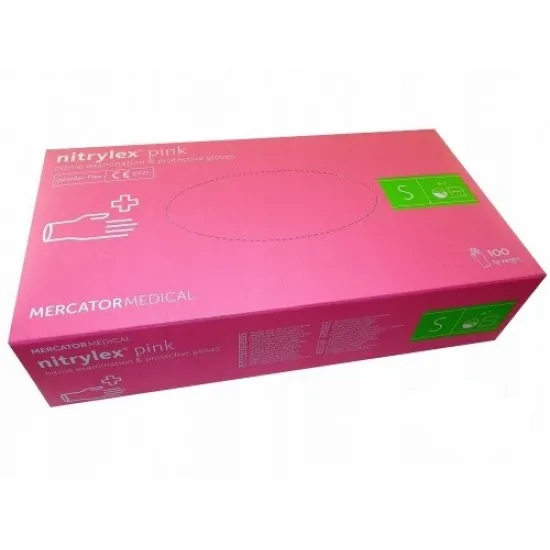Manusi roz de unica folosinta, Nitrylex pink, marime S, 100 buc./cutie Manusi roz de unica folosinta, Nitrylex pink, marime S, 100 buc./cutie