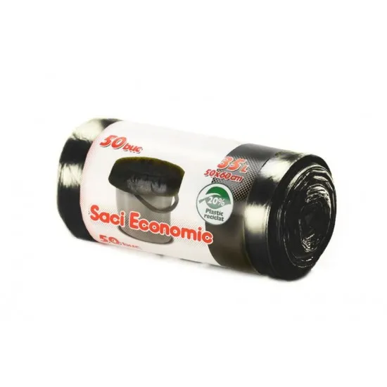 Saci menaj ECONOMIC 35L, negru, 50x60 cm., 50 buc./rola